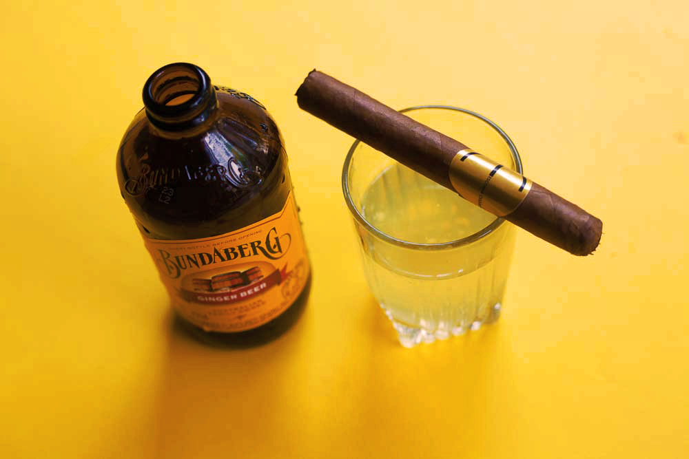 Escobar Double Corona Cigar and Ginger Beer