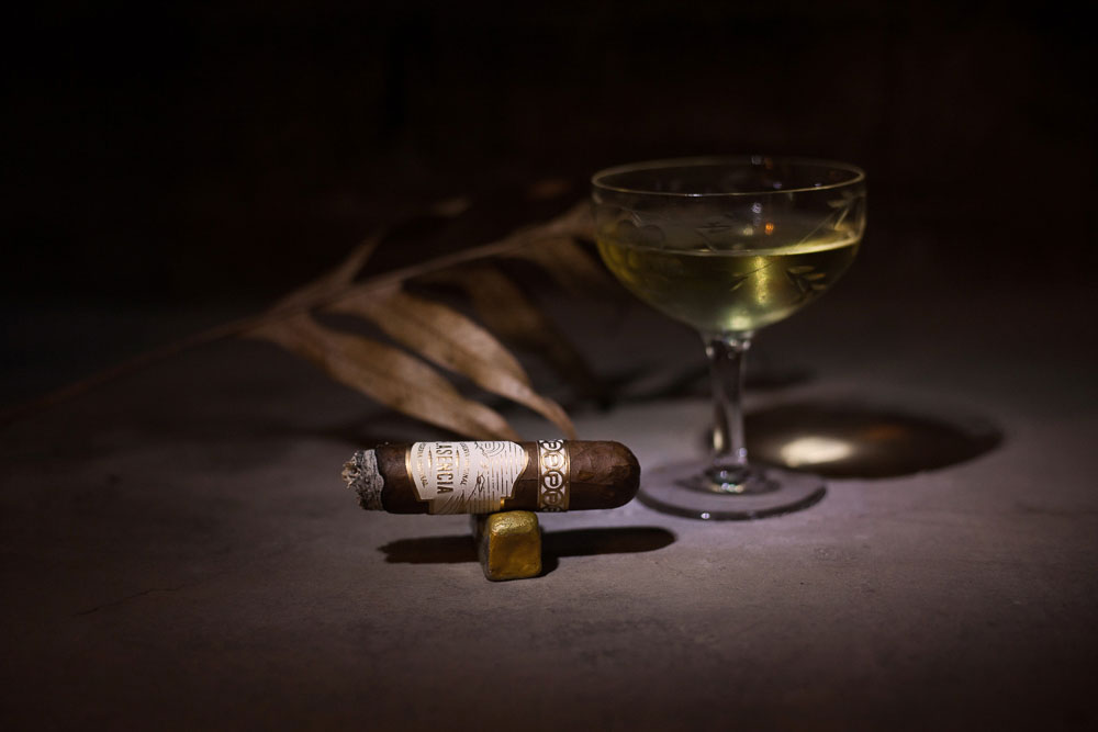Plasencia Reserva Robusto paired with Myburgh Bros Alenadrie du Muscat Wine 2019 Vintage.
